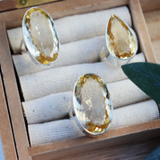 oval large citrine gemstone silver ring