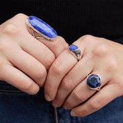 large sapphire quartz oval sterling silver gemstone ring
