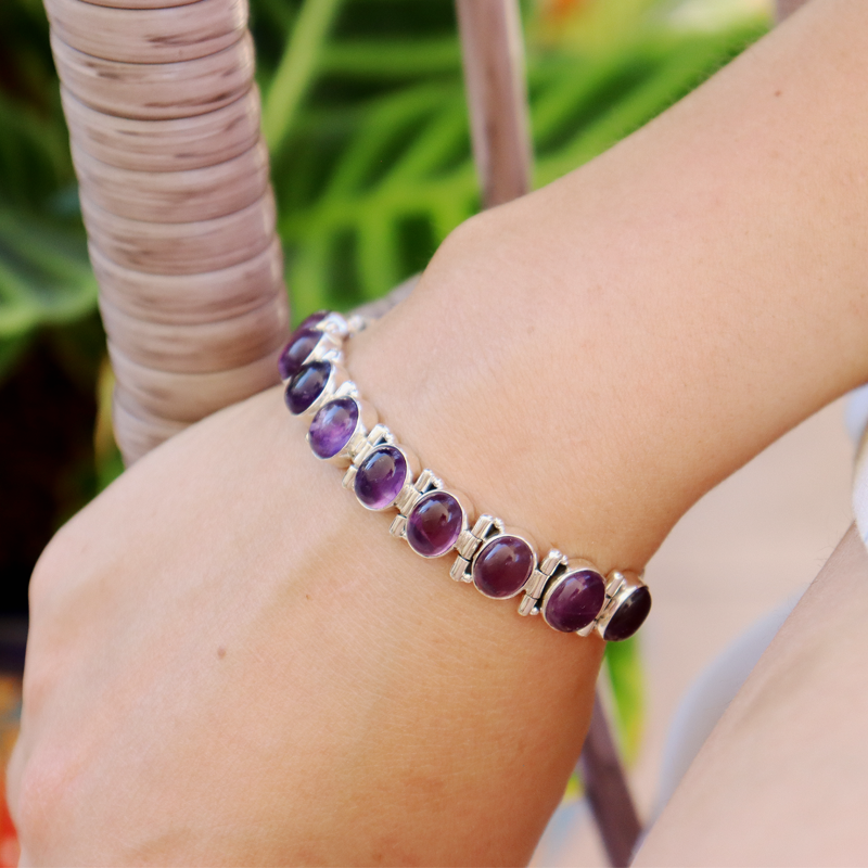 amethyst sterling silver gemstone bracelet