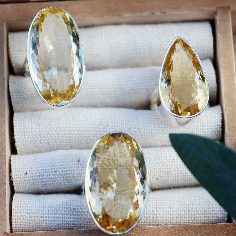 oval large citrine gemstone silver ring