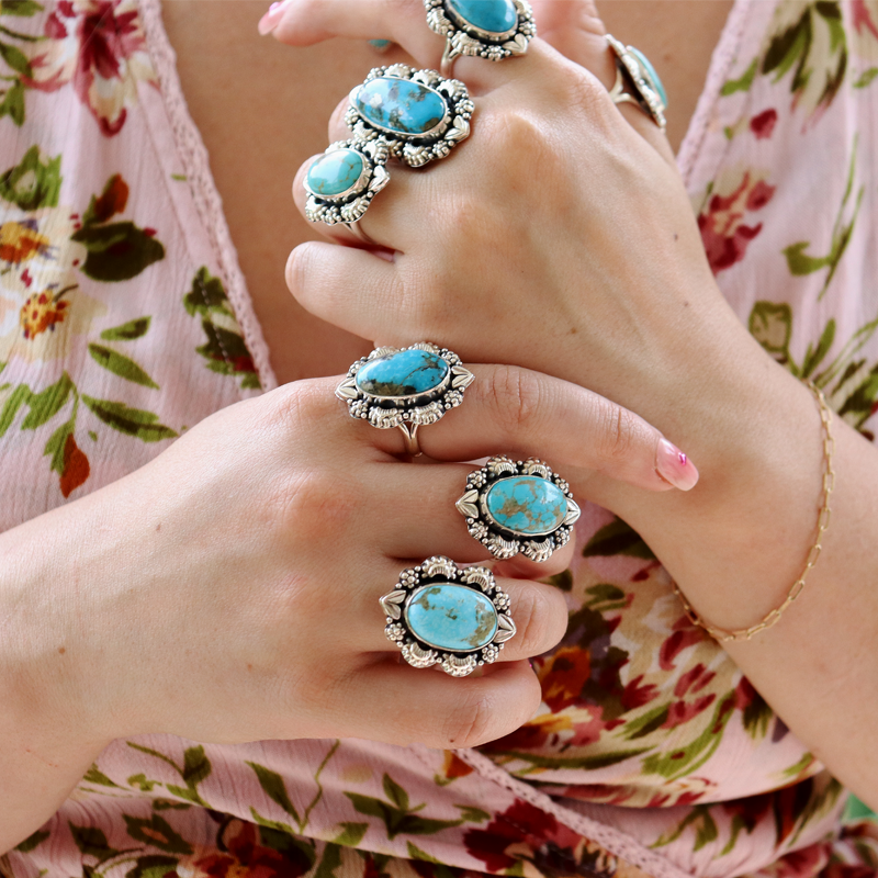 kingman turquoise sterling silver gemstone ring