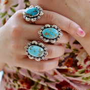 kingman turquoise sterling silver gemstone ring