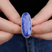 large sapphire quartz oval sterling silver gemstone ring