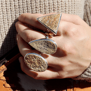 triangle silver leaf jasper gemstone ring