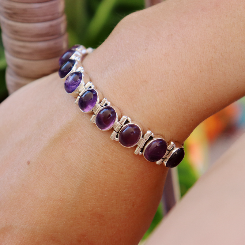 amethyst sterling silver gemstone bracelet