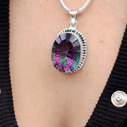 mystic topaz oval sterling silver gemstone pendant