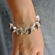 large clear quartz sterling silver gemstone bracelet