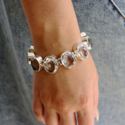 large clear quartz sterling silver gemstone bracelet
