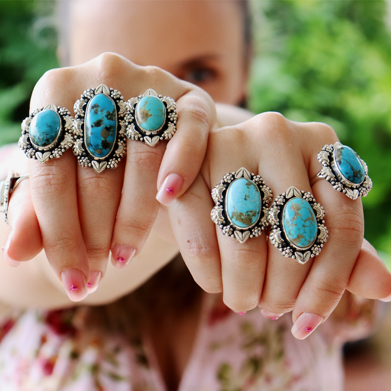 kingman turquoise sterling silver gemstone ring