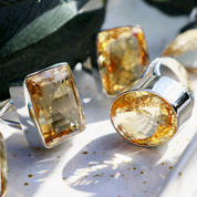 oval large citrine gemstone silver ring