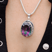 mystic topaz oval sterling silver gemstone pendant