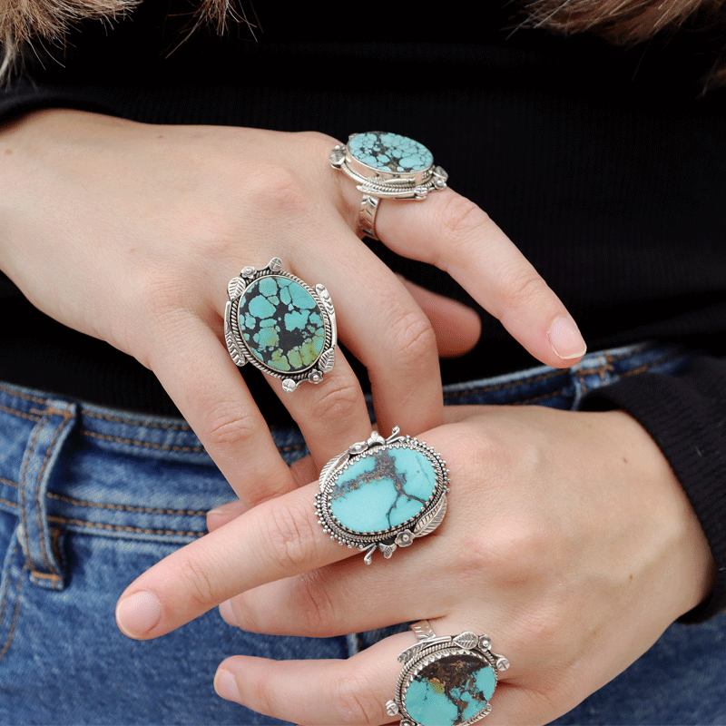 turquoise gemstone sterling silver ring
