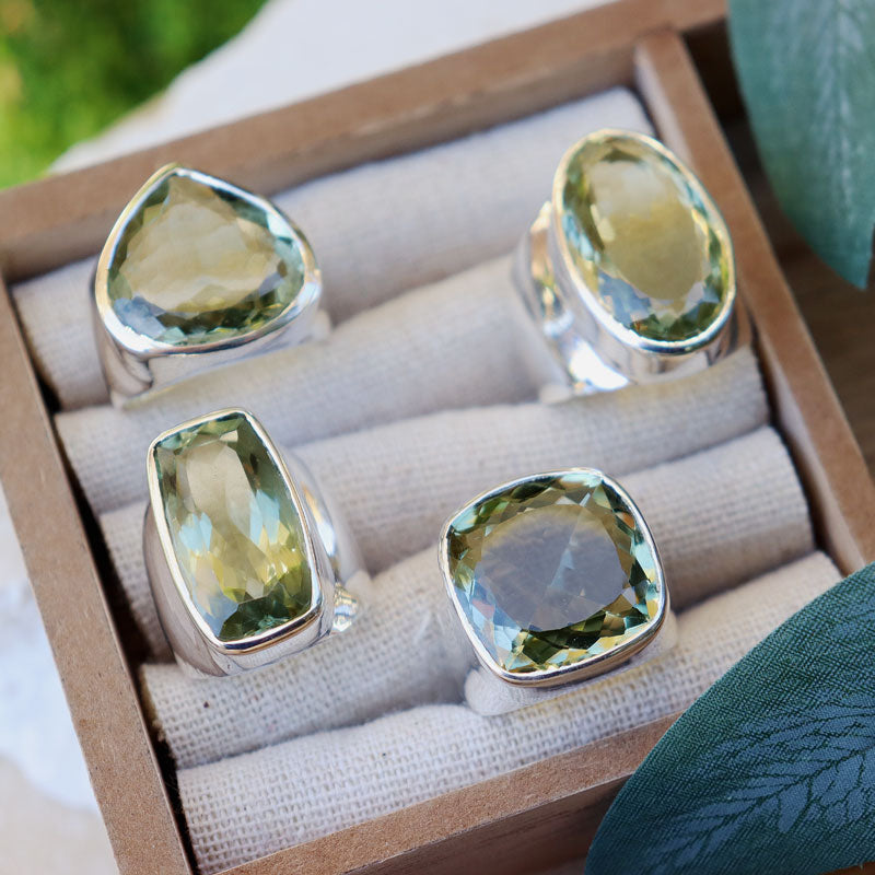 big green amethyst silver ring