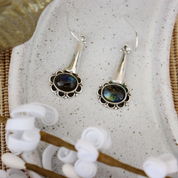 labradorite gemstone sterling silver drop earrings