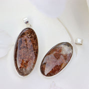 large oval garden quartz silver gemstone pendant
