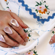 large rose quartz sterling silver gemstone ring