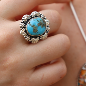kingman turquoise sterling silver gemstone ring