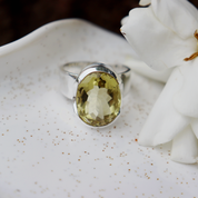 oval lemon quartz sterling silver gemstone ring