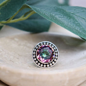 mystic topaz silver gemstone ring