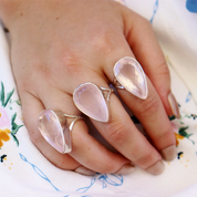 large rose quartz sterling silver gemstone ring