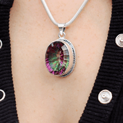 mystic topaz oval sterling silver gemstone pendant