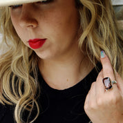 chunky smoky quartz silver gemstone ring