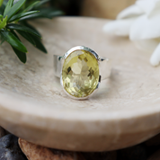 oval lemon quartz sterling silver gemstone ring