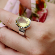 oval lemon quartz sterling silver gemstone ring