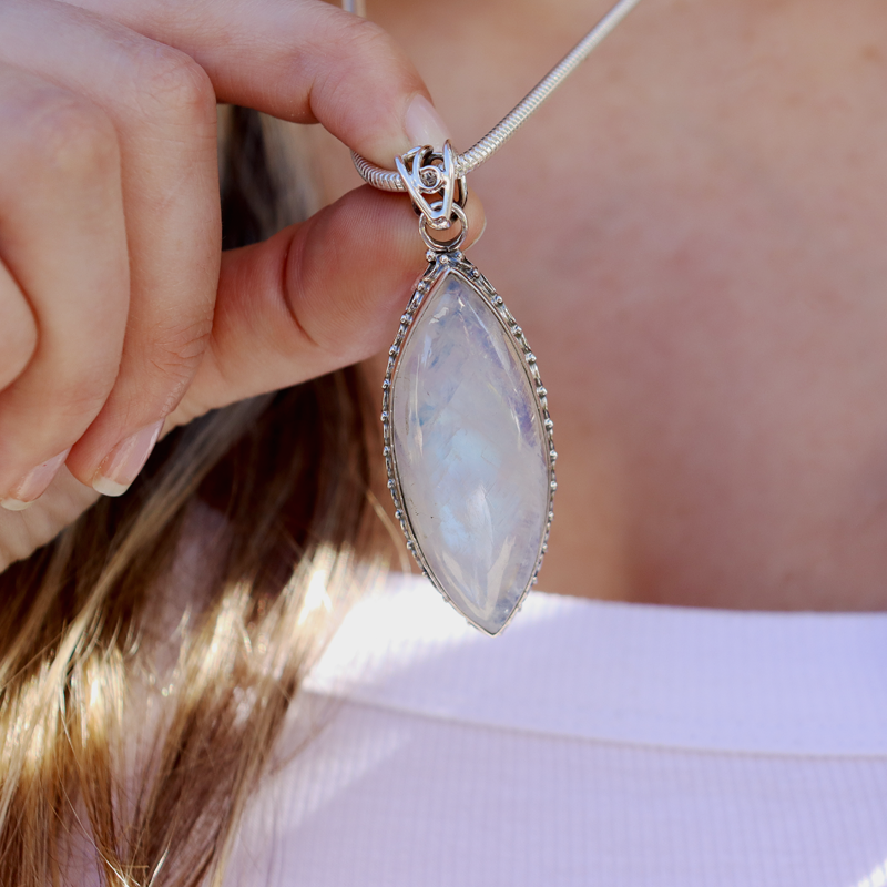 moonstone large sterling silver gemstone pendant