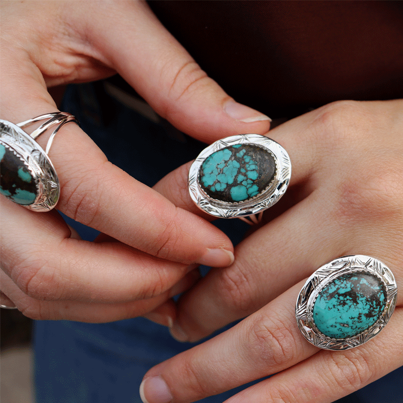 Natural Tibetan Turquoise Oval Ring
