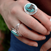 Natural Tibetan Turquoise Oval Ring