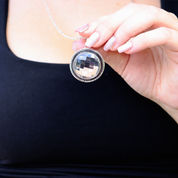 clear quartz round sterling silver gemstone pendant
