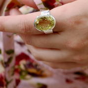 oval lemon quartz sterling silver gemstone ring