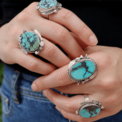 turquoise gemstone sterling silver ring
