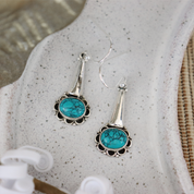 turquoise gemstone sterling silver drop earrings