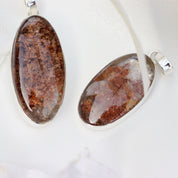 large oval garden quartz silver gemstone pendant
