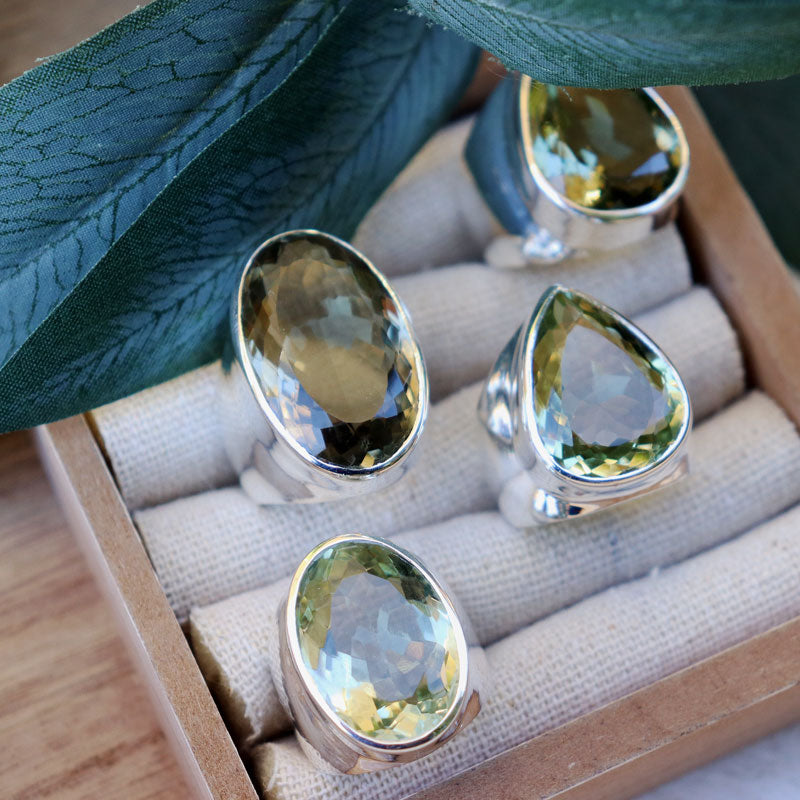 big green amethyst silver ring