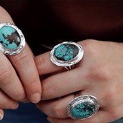 Natural Tibetan Turquoise Oval Ring