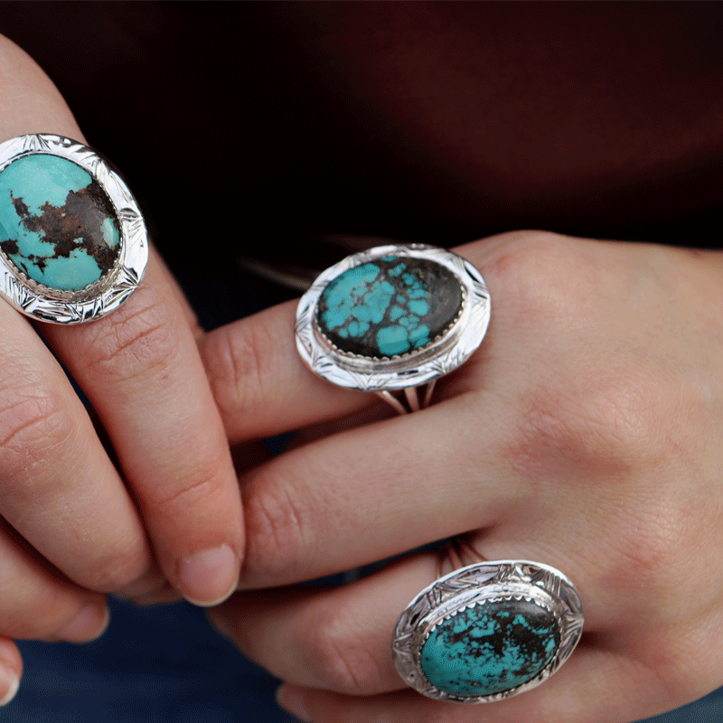 Natural Tibetan Turquoise Oval Ring