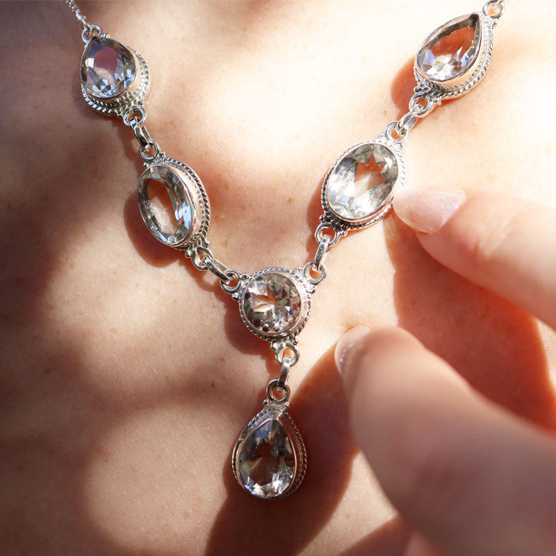 Boho Clear Quartz Gemstone Necklace
