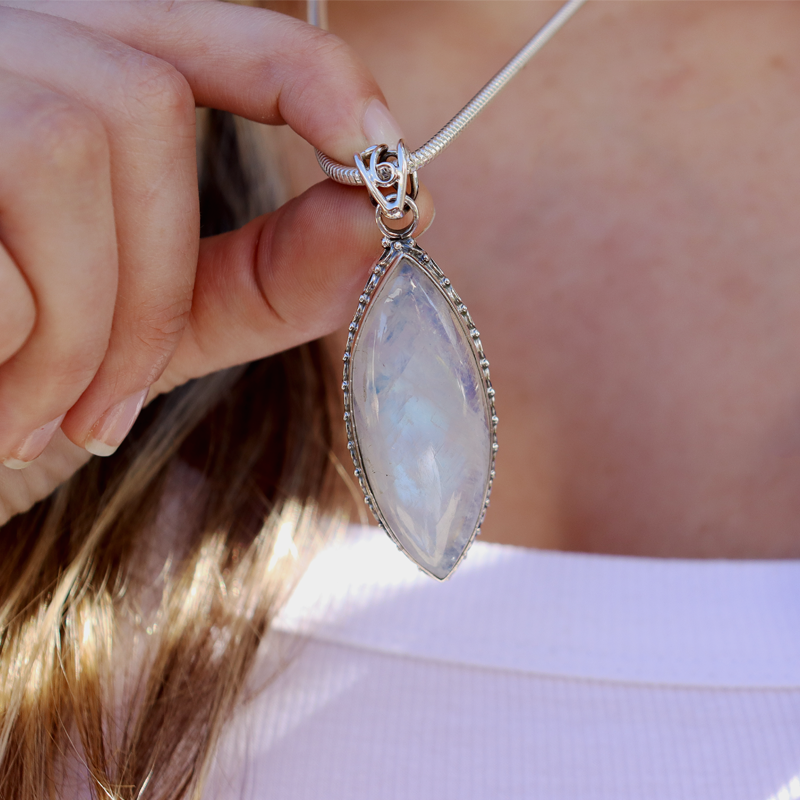 moonstone large sterling silver gemstone pendant