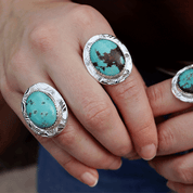 Natural Tibetan Turquoise Oval Ring