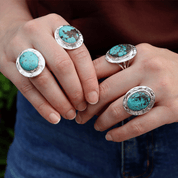 Natural Tibetan Turquoise Oval Ring