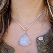 moonstone teardrop gemstone silver pendant