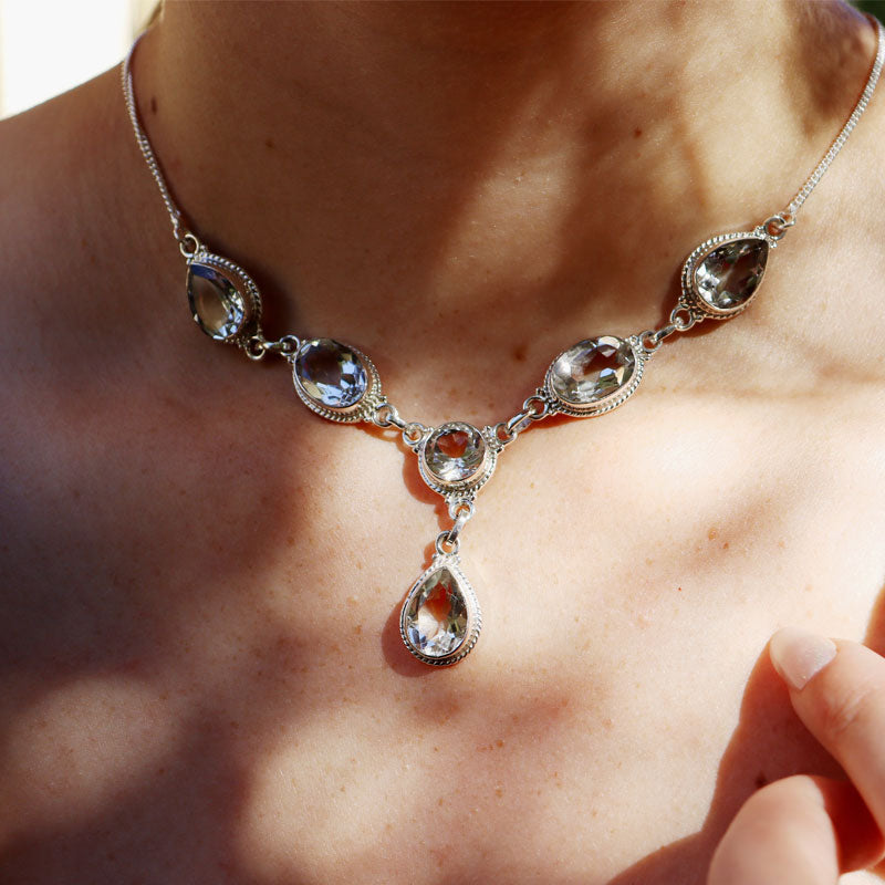 Boho Clear Quartz Gemstone Necklace