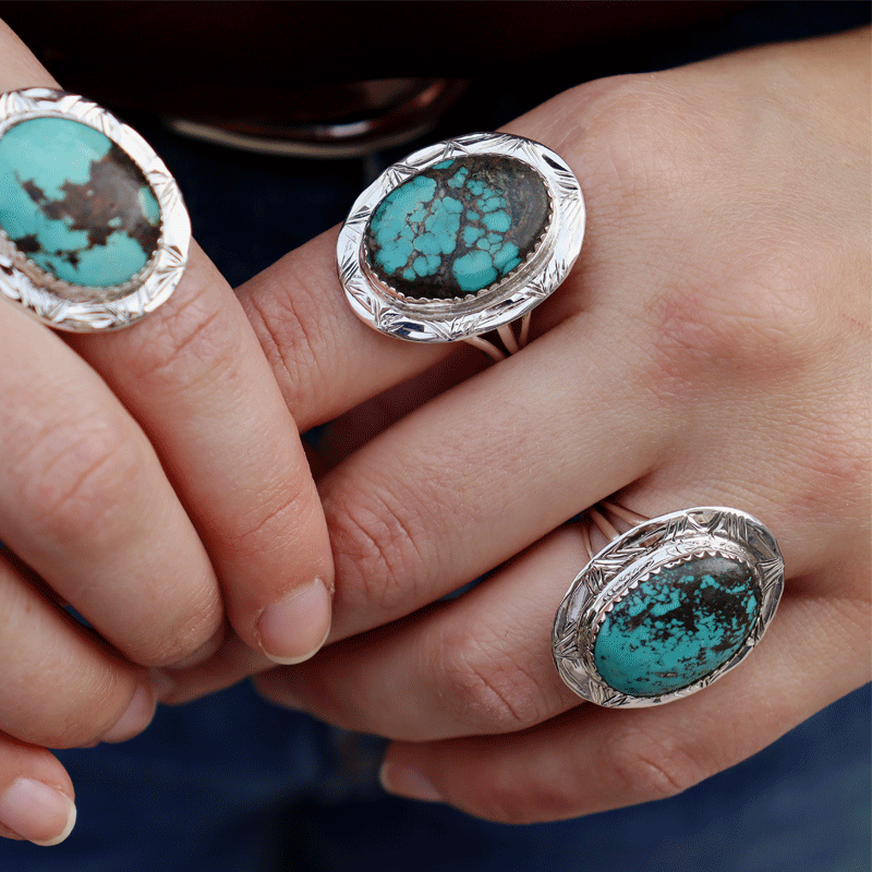 Natural Tibetan Turquoise Oval Ring