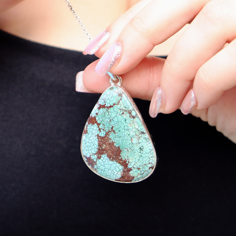 turquoise gemstone sterling silver pendant