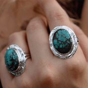 Natural Tibetan Turquoise Oval Ring