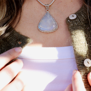 moonstone teardrop gemstone silver pendant