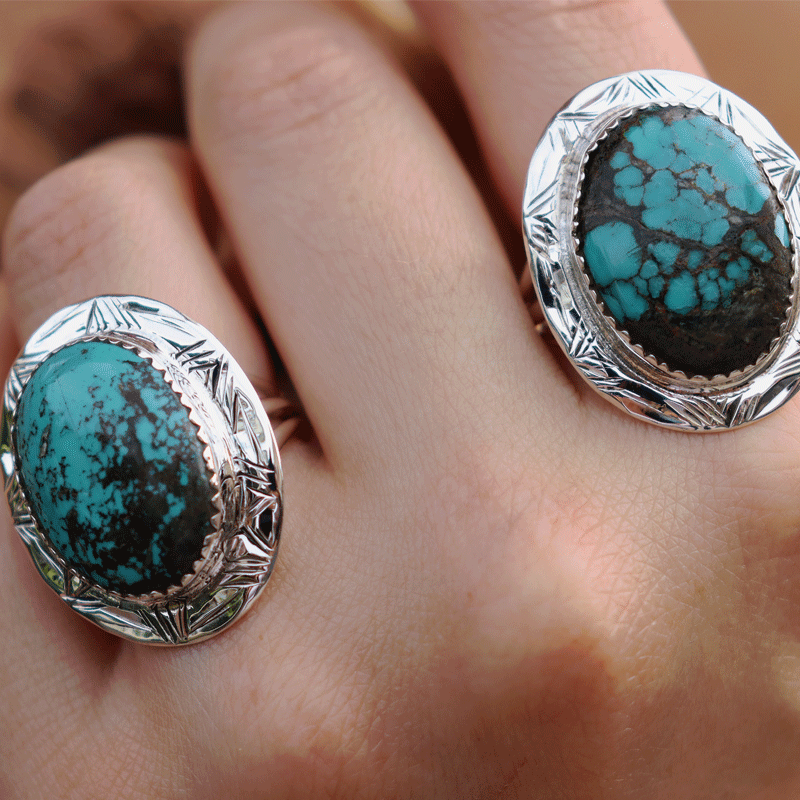 Natural Tibetan Turquoise Oval Ring